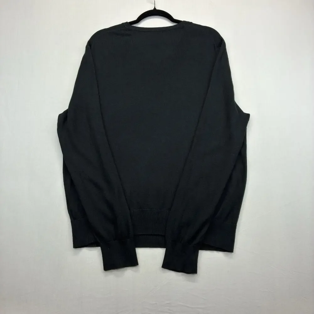 Banana Republic Men’s Large Black Silk Cashmere V-Neck Lightweight Sweater